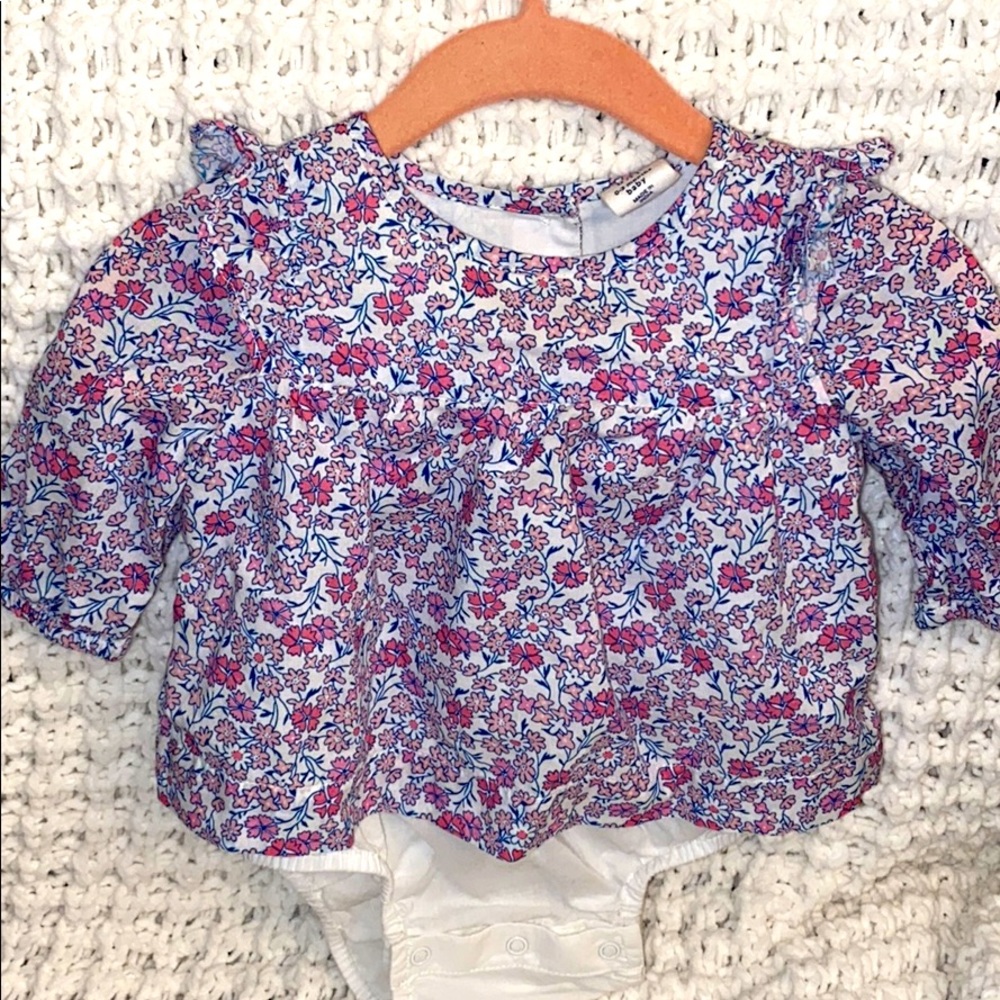 Baby GAP Floral Ruffle Top Long Sleeved